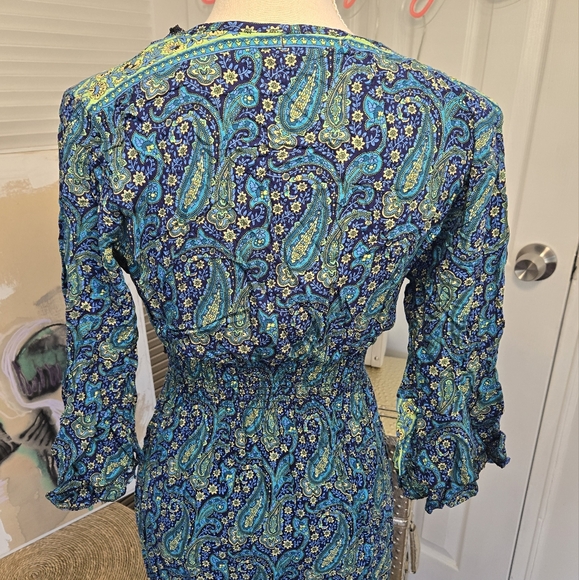 STUNNING BLUE & GREEN PAISLEY MAXI DRESS 💙💚 - Picture 7 of 11